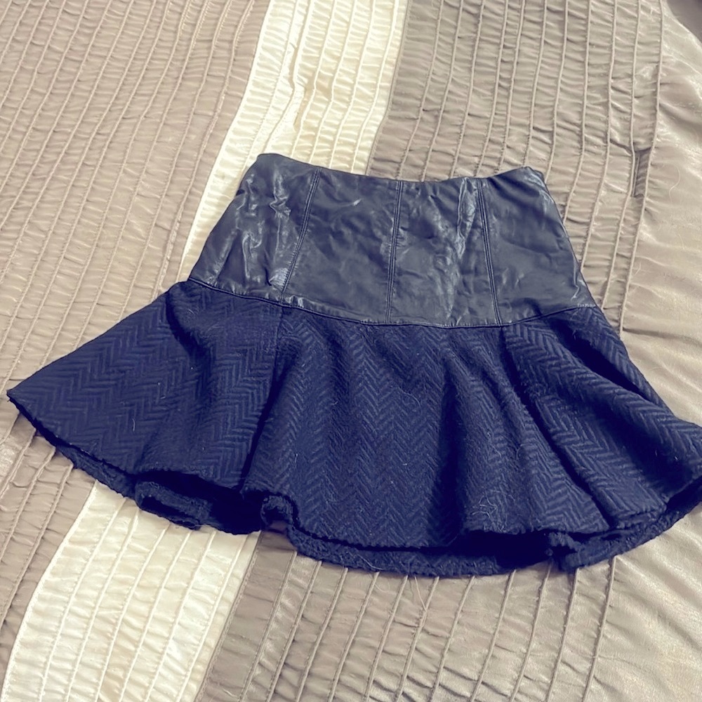 Skirt- Beautiful on! mini skirt- faux leather- black and blue colors- size small